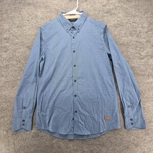 Outpost Makers Shirt Mens Small Blue Stripe Button Down Stretch Casual